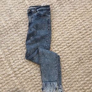 ZARA step hem frayed denim.